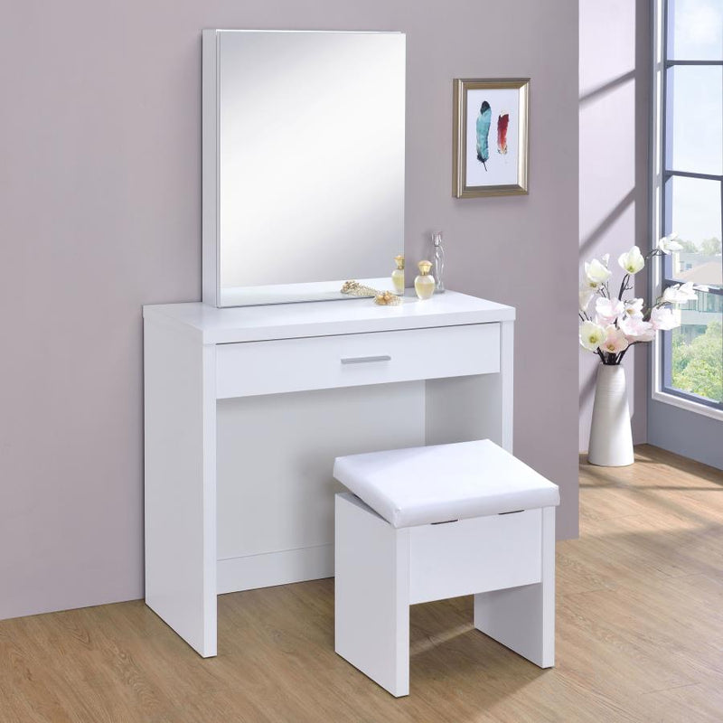 300290 Vanity Set with Lift-Top Stool White