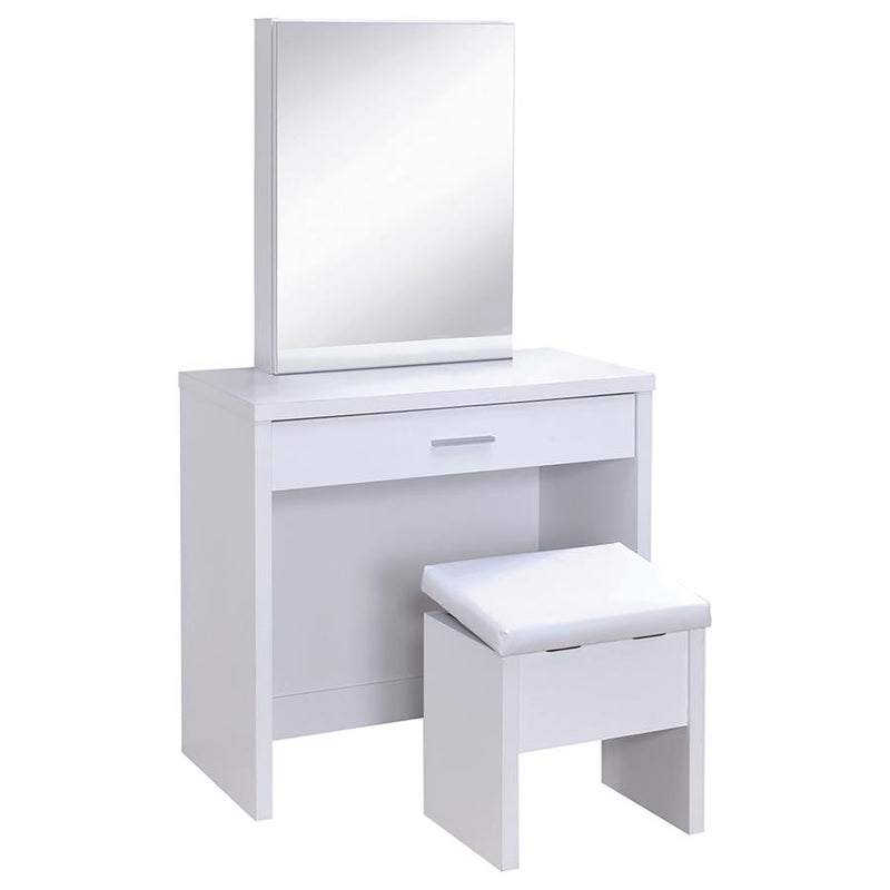 300290 Vanity Set with Lift-Top Stool White