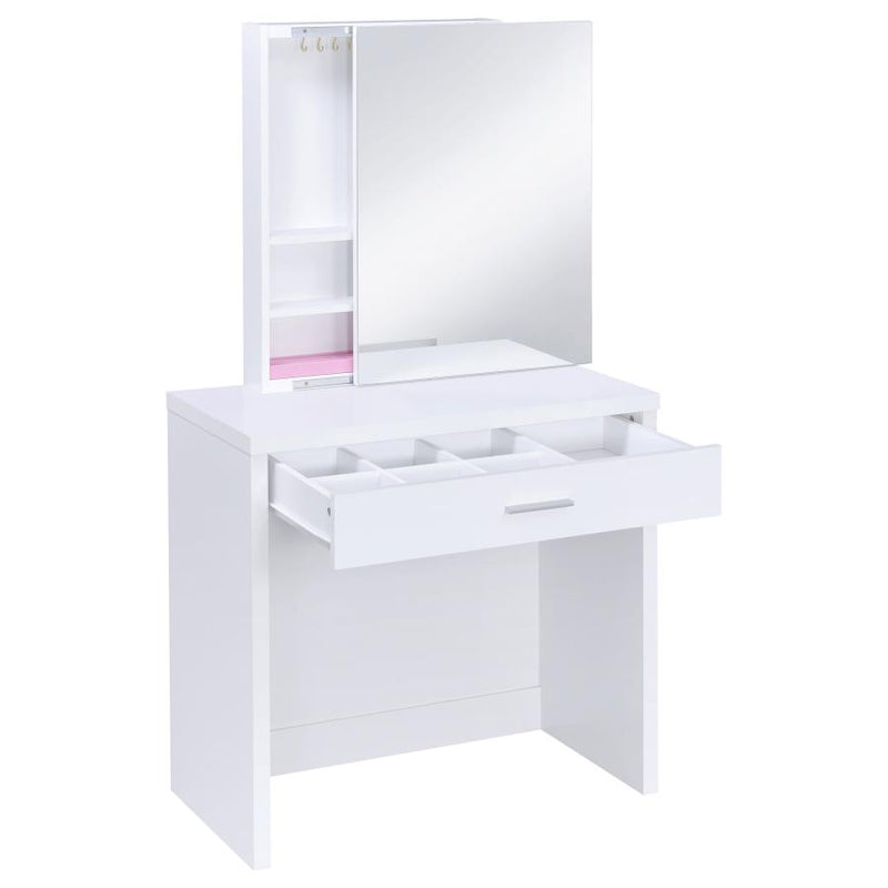 300290 Vanity Set with Lift-Top Stool White