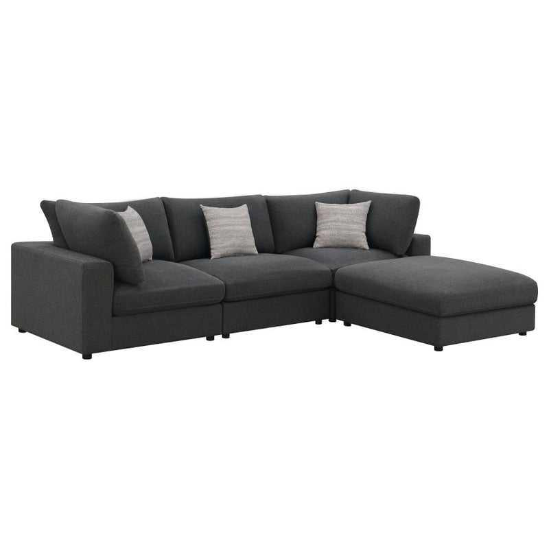 551324 4-piece Upholstered Modular Sectional Sofa Charcoal