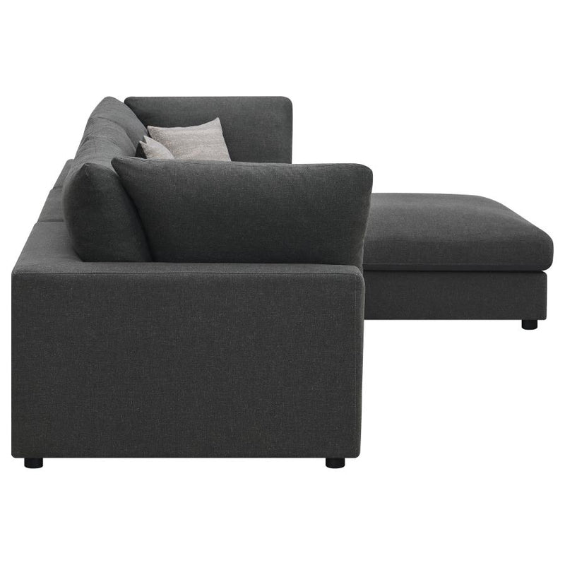 551324 4-piece Upholstered Modular Sectional Sofa Charcoal