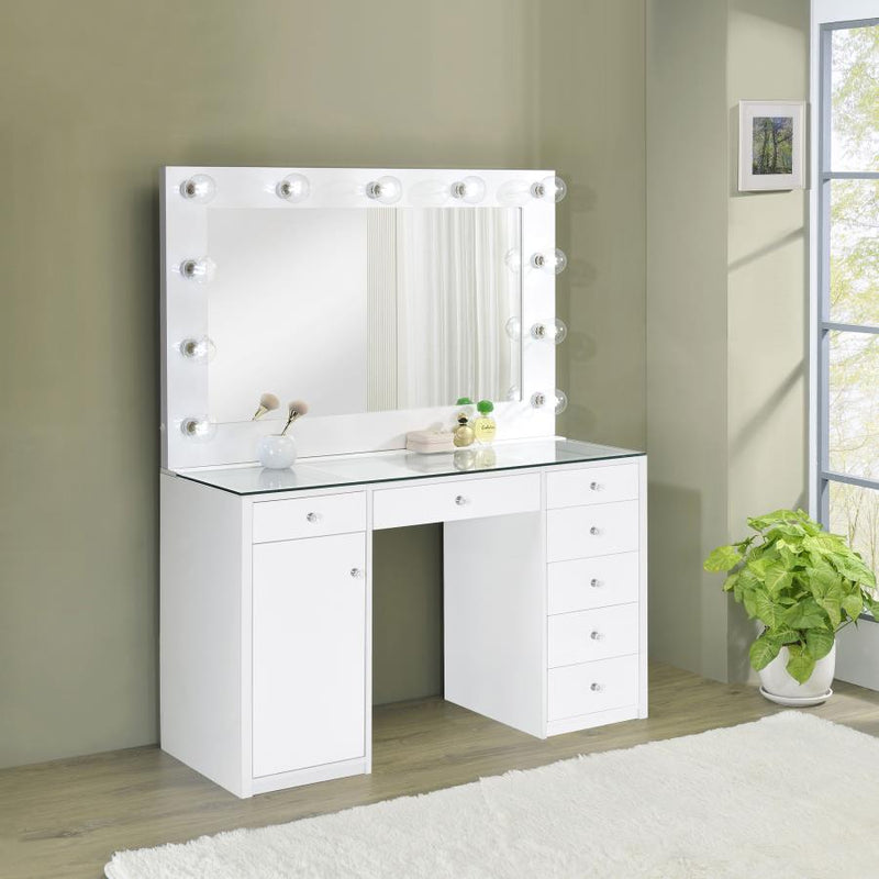 931143 Vanity Set with Lighting White High Gloss