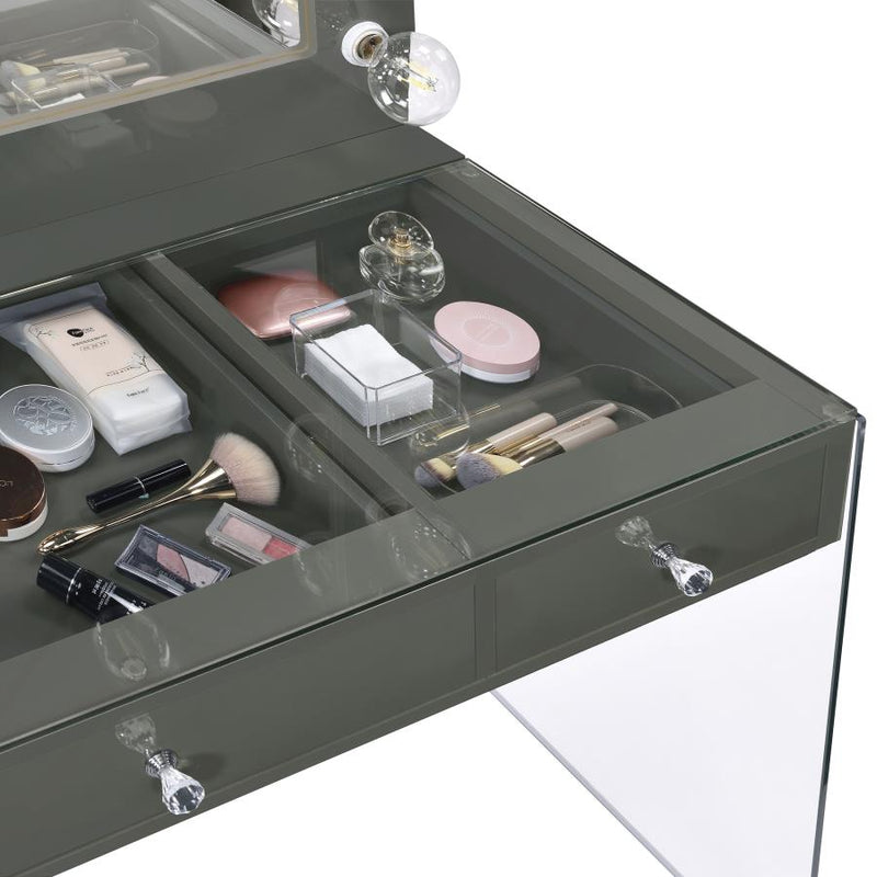 935923 3-drawer Vanity Set with Lighting Grey High Gloss