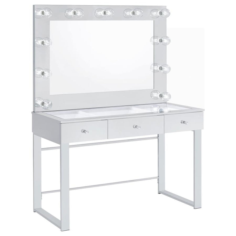 935934 3-drawer Vanity Set with Lighting Chrome and White