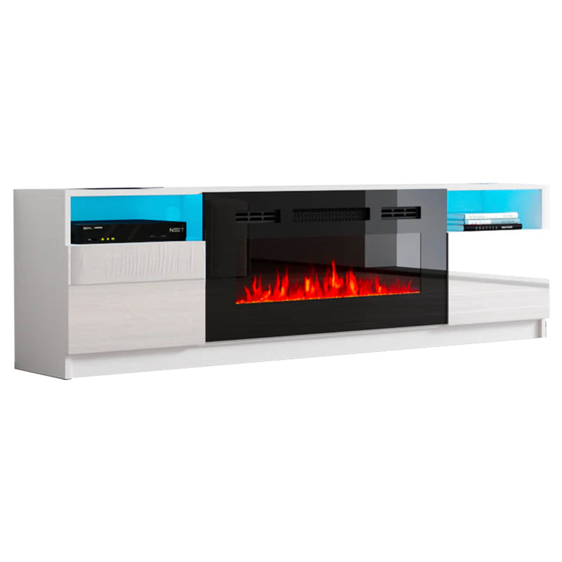 TV4190 Fireplace TV Stand  White glossy