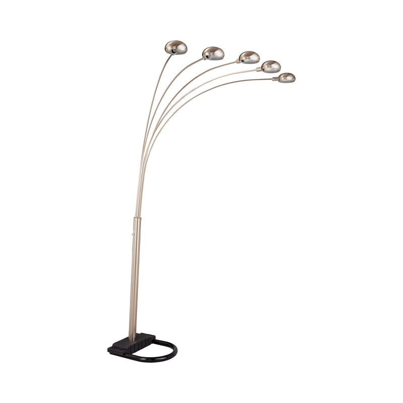 1243 5-Light Floor Lamp With Curvy Dome Shades Chrome And Black