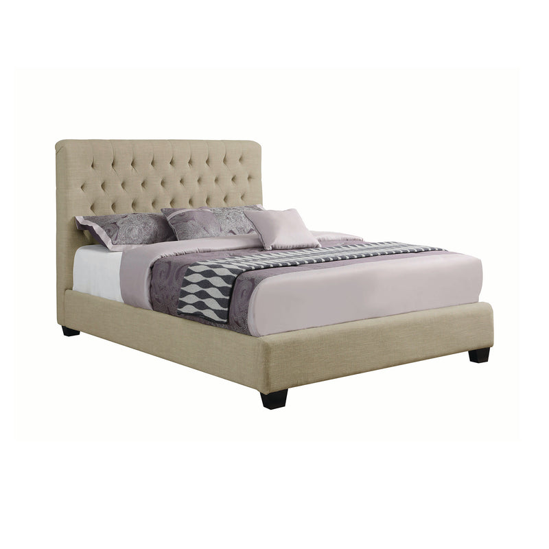 Chloe Tufted Upholstered Queen Bed Oatmeal