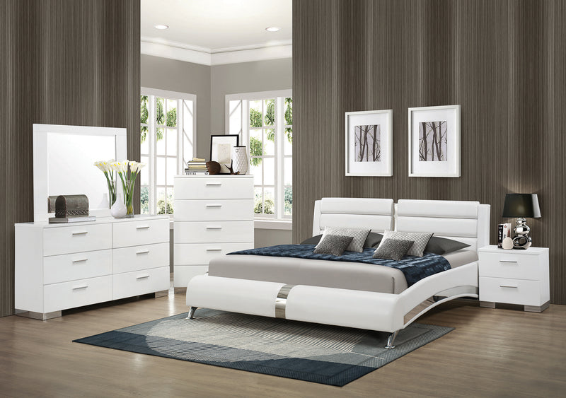 Jeremaine Eastern King Upholstered Bed White 4 and 5 Pieces Set