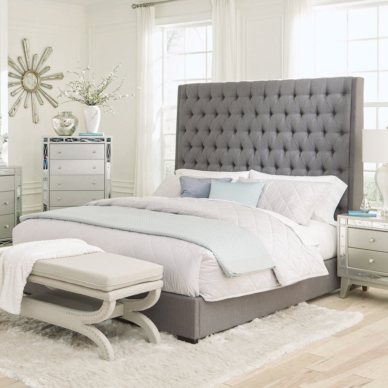 Camille Eastern King Button Tufted Bed Grey